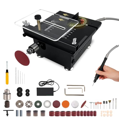 Mini Table Saw for Crafts,Small Table Saw,Multi-Functional Desk Saws,7 Speed Control,Miniature Saws-Adjustable Blade Height,Cutting, Grinding and...