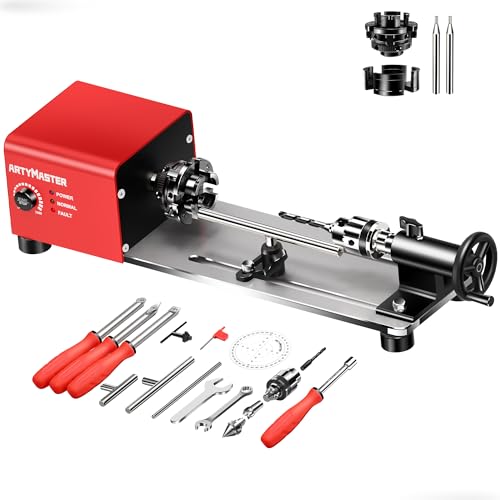 Mini Lathe, WM101A-Plus Mini Wood Lathe Machine, 24VDC 96W Power Lathe, Small Benchtop Lathe with Wood Turning Lathe Tools Kits, Infinitely Variable...