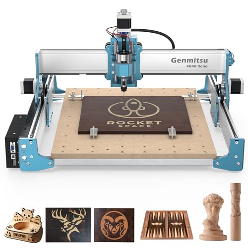 Genmitsu 4040 Reno CNC Router Milling Machine for Woodworking Acrylic Cutting, Belt Driven, Quieter Movement, Wood Metal Carving Cutter Engraver,...
