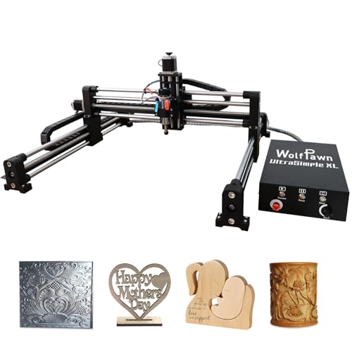 WolfPawn Upgraded CNC Router Machine,3-Axis Grbl Conrol Milling Machine for Wood Acrylic Aluminum,Engraving Milling Machine for Wood Aluminum Cutting...