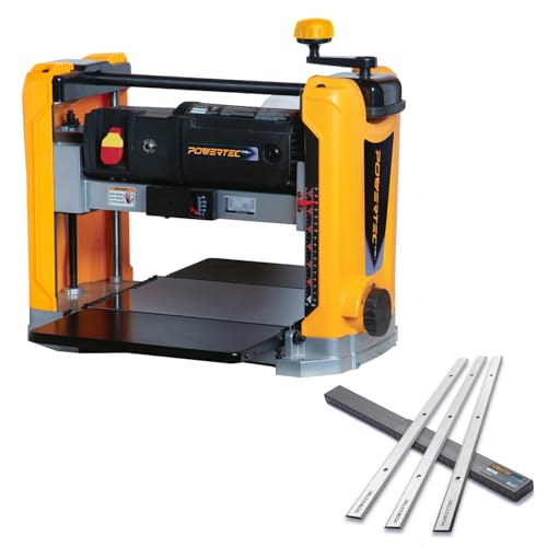 POWERTEC PRO PL1303C Benchtop Thickness Planer w/3pcs Extra Replacement Blades | 13' Workbench, 15 Amp, 3-Blade, Portable Wood Planer for Woodworking,...