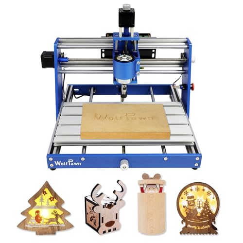 WolfPawn CNC Router Machine 3018 Blue All-Metal for Beginner with Emergency-Stop 3 Axis GRBL Control Engraving Machine Milling Carving for Wood...