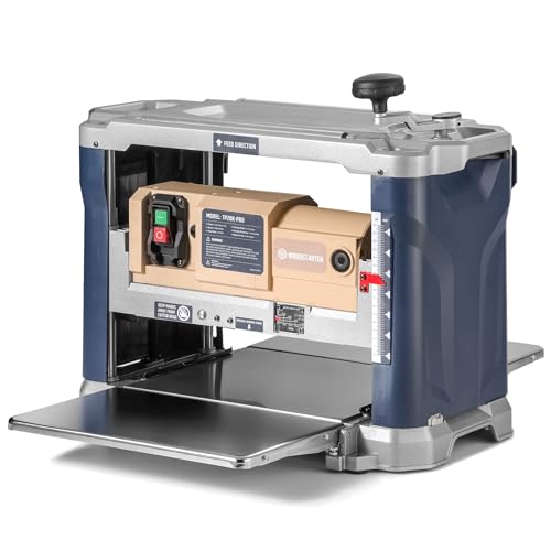 WOODSTARTER 13-Inch Benchtop Wood Planer, 10,000 RPM with 3 HSS Blades, 21 ft/min Feed Rate, Adjustable Planing Height 1/4' to 6-1/4', Multi-Size Dust...