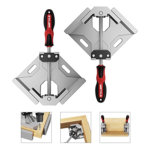 WETOLS Corner Clamp for Woodworking 2PCS 90 Degree Right Angle Clamp with Adjustable Aluminum Alloy Swing Jaw, Single Handle Clamps for Woodworking,...
