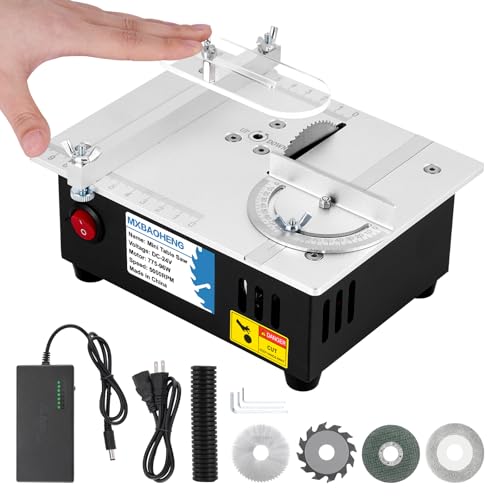 MXBAOHENG Mini Table Saw S3 Portable Precision Craft Table Saw, 1/2' Adjustable Cut Depth, Seven Speed Adjustable Power Supply, for Small Hobby...