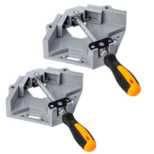 MaxxGeek 2pcs Right Angle Woodworking Clamp, With Adjustable Aluminum Alloy Swing Jaw, Single Handle Clamps, For Welding, Woodworking