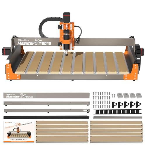 FoxAlien 3S 8040 X-axis Extension Kit with T-slot Hybrid Spoilboard Work Table for Masuter 3S CNC Router Machine, for Large Engraving Carving Projects...
