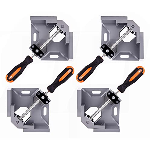 WYQYQ 4pcs Corner Clamp - Right Angle 90 Degree Wood Clamps For Woodworking, With Adjustable Swing Jaw Aluminum Alloy Frame, For Welding, DIY...