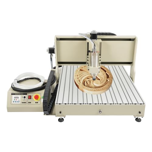 Helrgelrn USB CNC 6090 Router Machine Kit w/MACH Control, 2.2KW 4 Axis VFD Water-Cooling Spindle Motor+3D Milling Engraving Machine, Pro Engraver...
