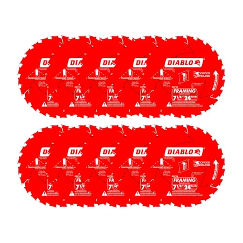 Diablo Framing Saw Blade for Wood - 7-1/4' x 24-Tooth, Thin Kerf, Anti-Vibration, Long Life for Framing & Pressure-Treated Wood, Tracking Point Tooth...