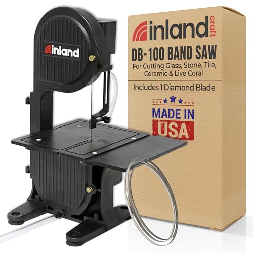 Inland Craft DB-100 Band Table Machine for Cutting Stained Glass, Diamond Blade Band, Lapidary Slab Saw, Rock, Coral & Stone Polisher, Hobby Bandsaw,...