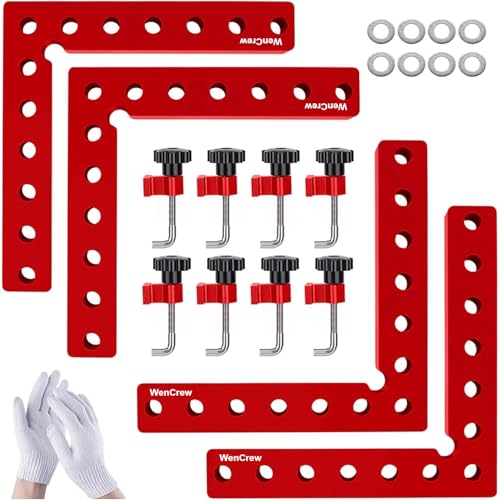 Corner Clamps for Woodworking, WenCrew 4 Pack 90 Degree Right Angle Clamp, 5.5' Aluminum Clamping Squares Woodworking Tools for Cabinets, Drawers,...