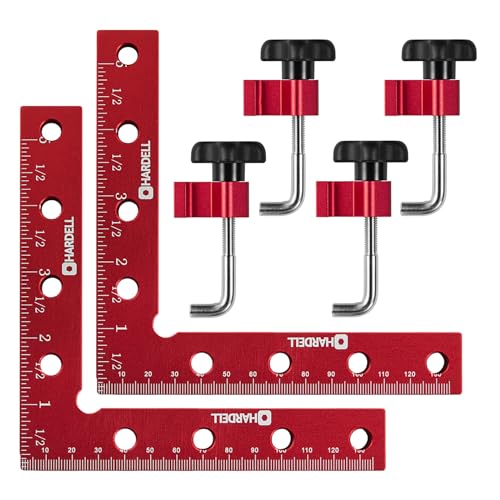 HARDELL 90 Degree Positioning Squares Right Angle Clamps 5.5' x 5.5'(14 x 14cm) Aluminum Alloy Woodworking Carpenter Corner Clamping Square Tool for...