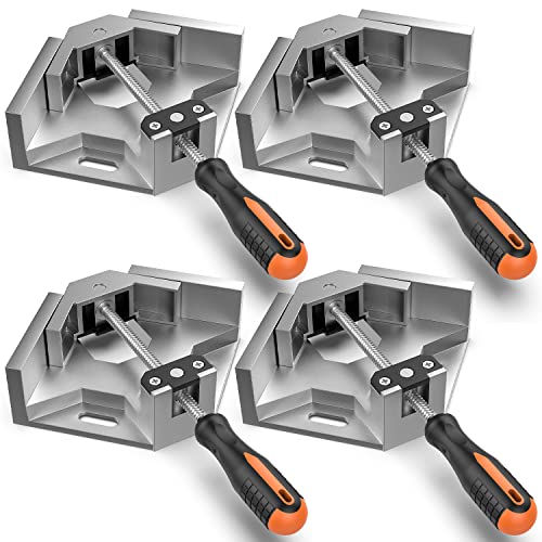Right Angle Clamp, Housolution [4 PACK] Single Handle 90° Aluminum Alloy Corner Clamp, Clamps for Woodworking Adjustable Swing Jaw, Woodworking Tools...
