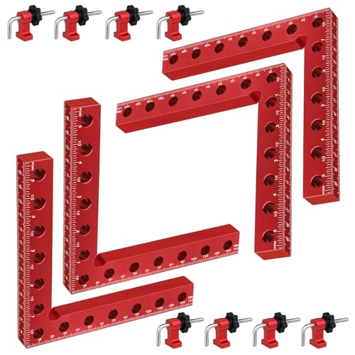 90 Degree Clamp, Woodworking Corner Clamps, 4 Pack 5.5 “x 5.5” Aluminum L-Shape Right Angle Clamp, Woodworking Corner Clamps, 3 Side Scale, For...