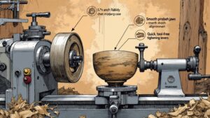 tool free wood lathe setup